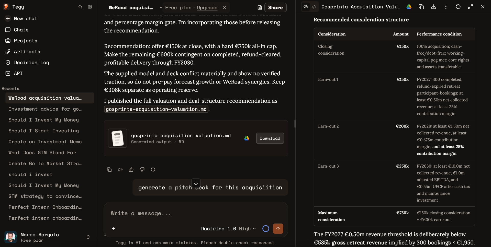 Tegy — Strategy considerations and artifacts