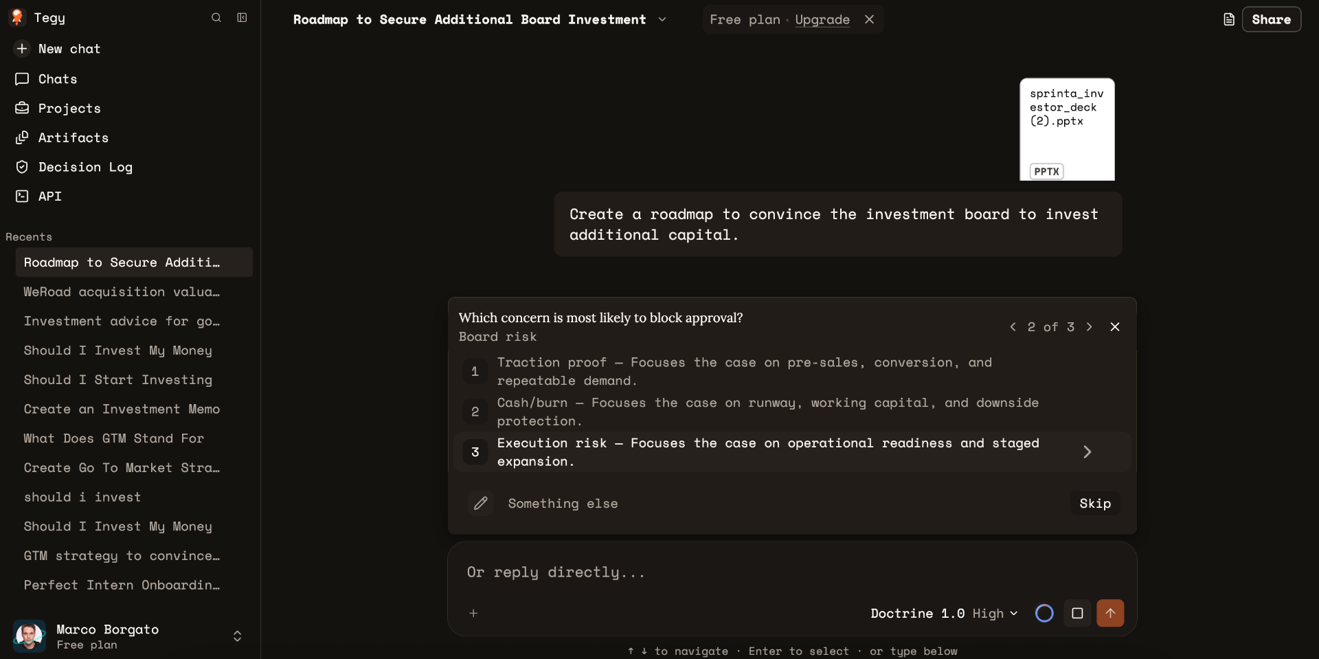 Tegy — Guided option prompt, step 2 of 3