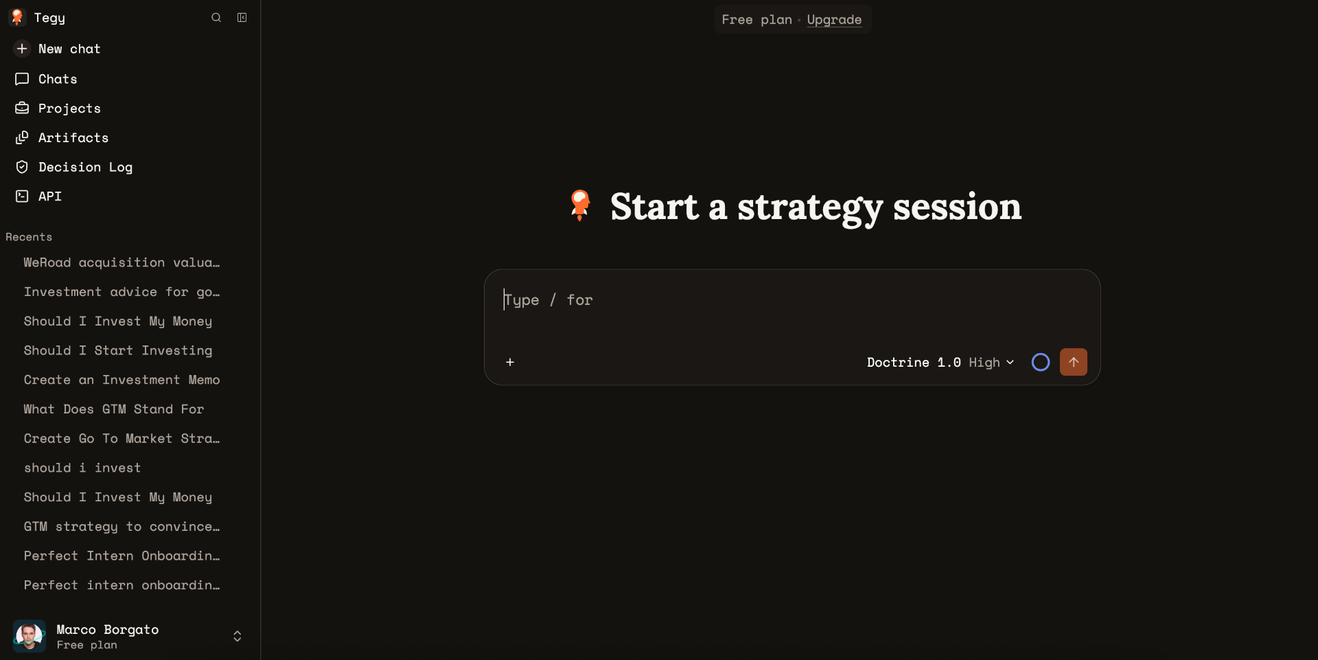 Tegy — Start a strategy session